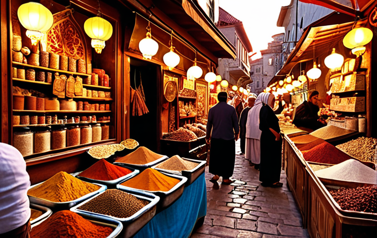 **Prompt:** Vibrant Turkish bazaar scene at sunset. Spices, textiles, and friendly merchants fill the frame. Golden hour lighting.